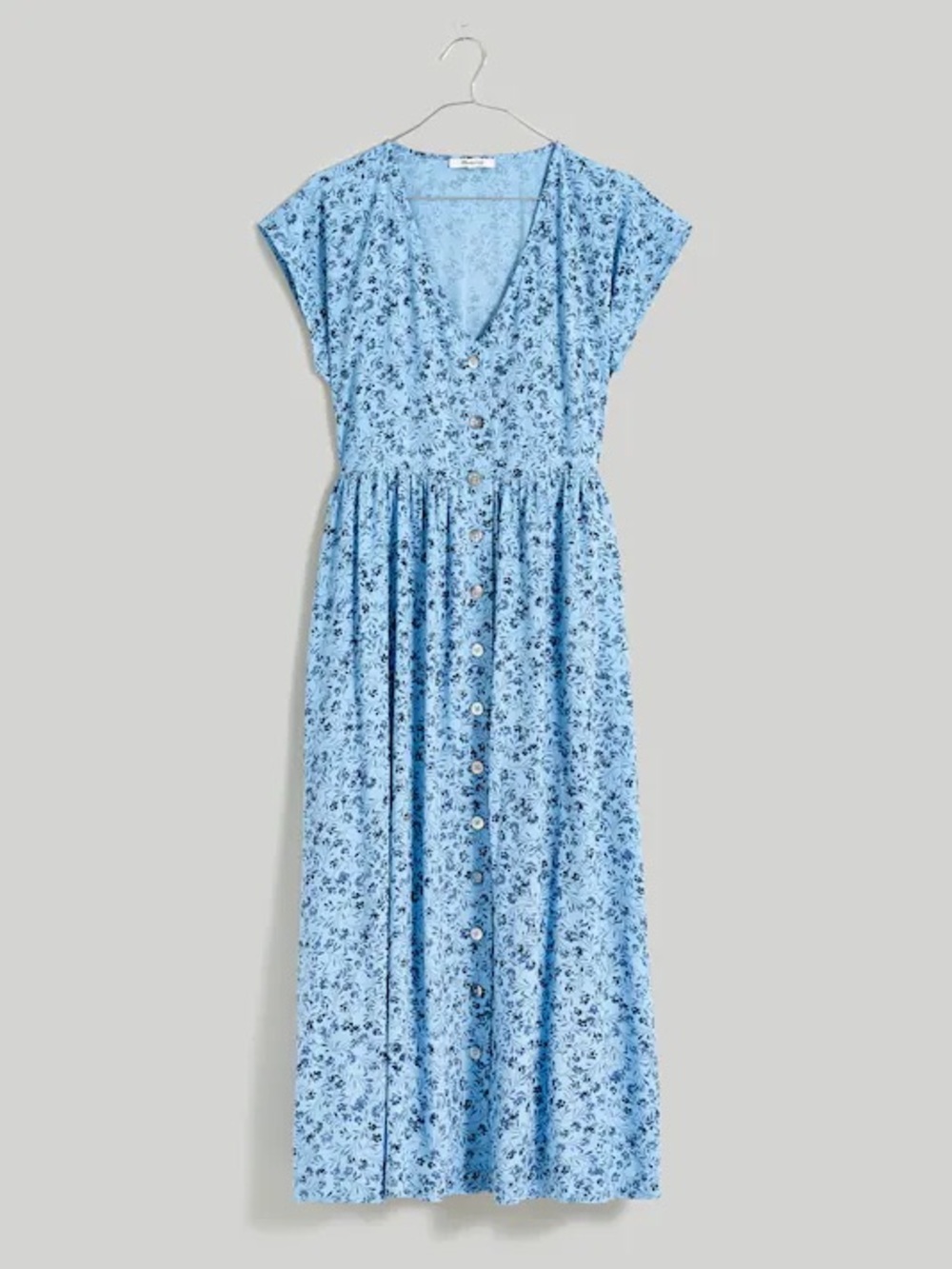 Madewell Light Blue Floral Midi Dress